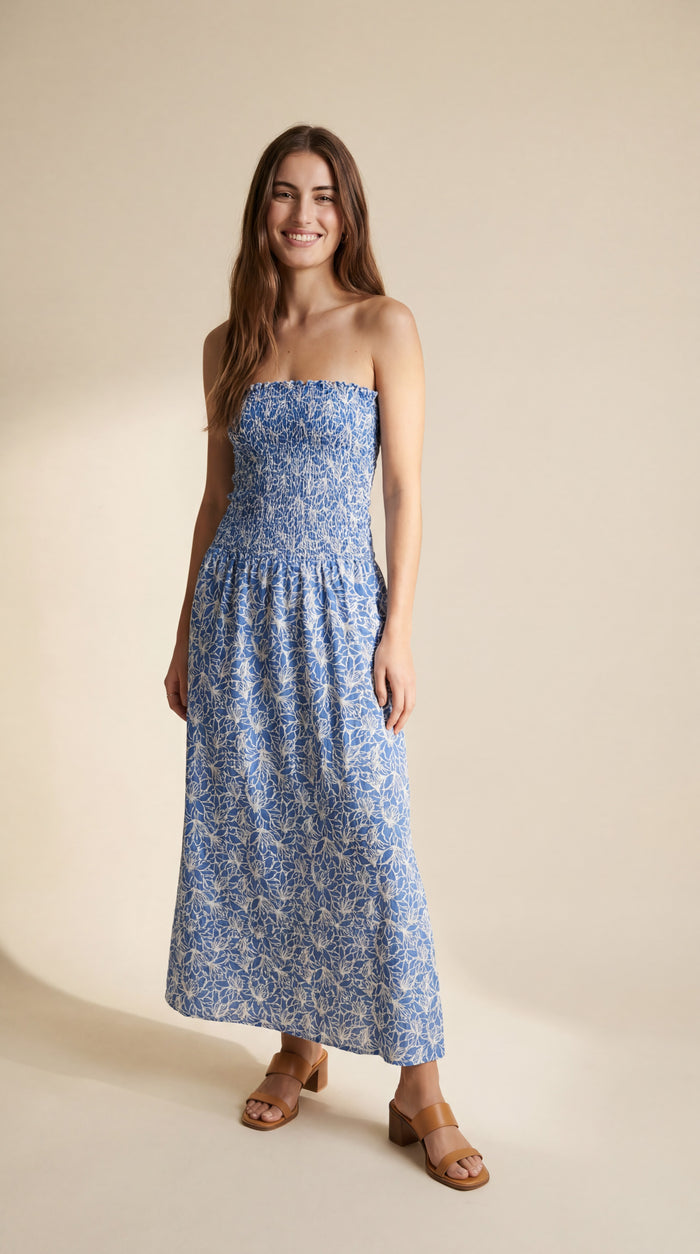 Portofino Strapless Midi Dress - Lysoria Blue