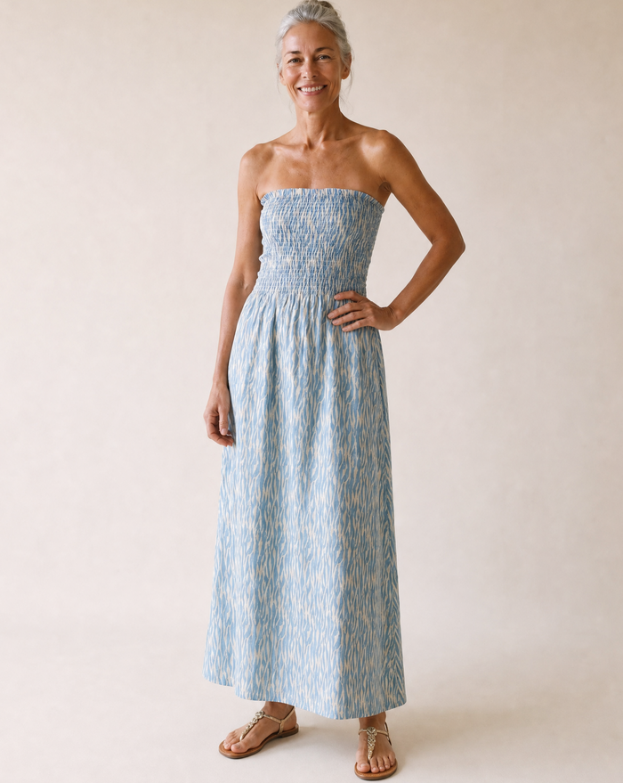 Portofino Strapless Midi Dress - Wild Blue