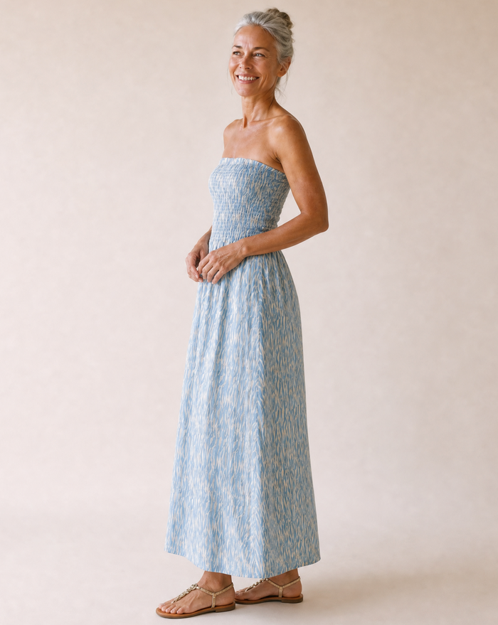 Portofino Strapless Midi Dress - Wild Blue