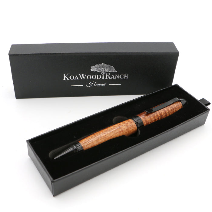 Premium Curly Hawaiian Koa Cigar Pen - Black