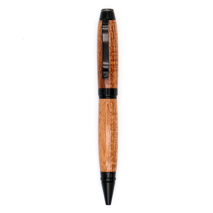 Premium Curly Hawaiian Koa Cigar Pen - Black - Top View