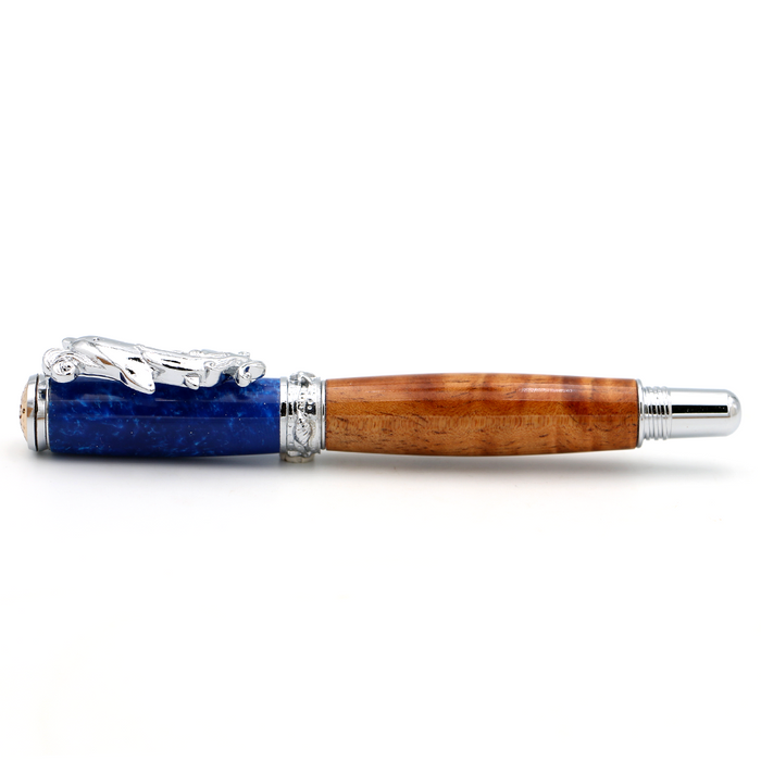 Premium Curly Hawaiian Koa Dolphin Pen - Chrome