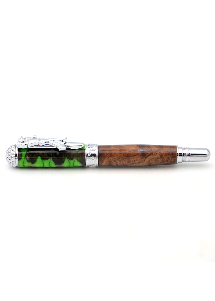 Premium Curly Hawaiian Koa Golf Pen - Chrome