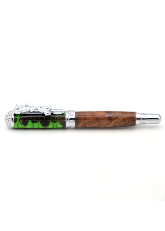Premium Curly Hawaiian Koa Golf Pen - Chrome