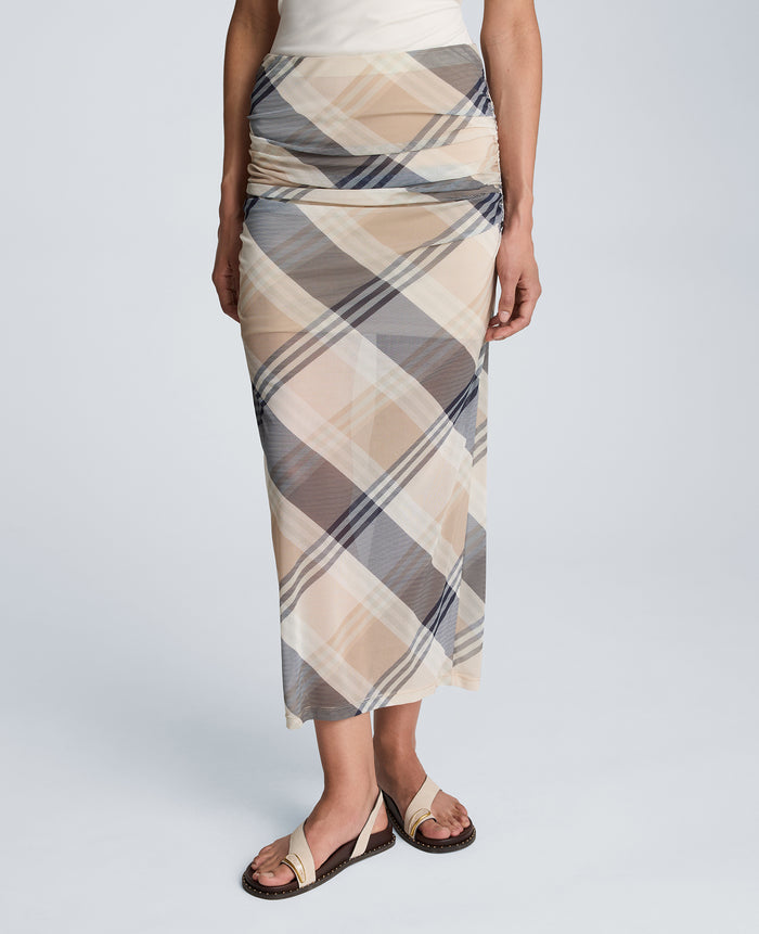 Pull On Side Ruched Midi Skirt