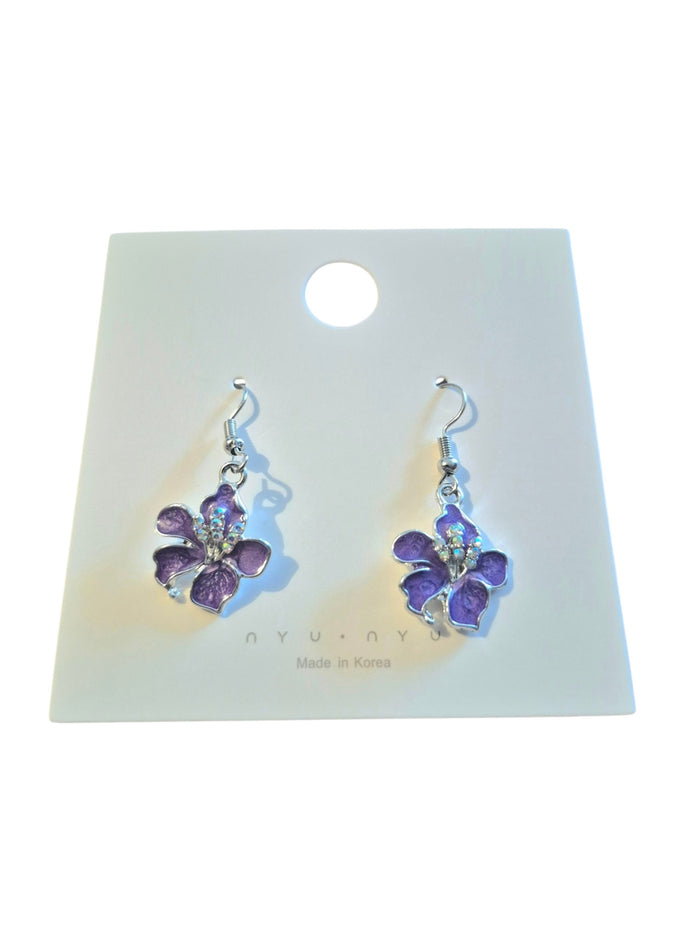 Purple flower earrings