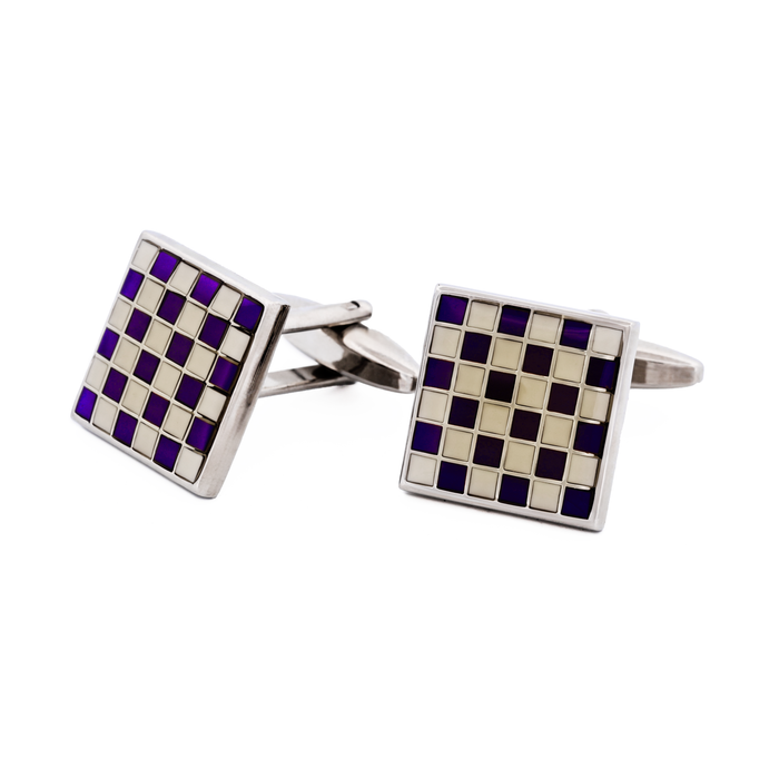 Purple/white enamel Cufflinks