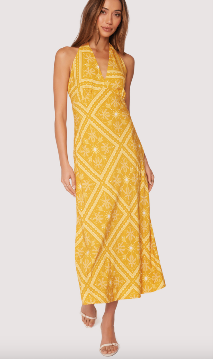 Radiant Retreat Midi Dress - Golden Yellow
