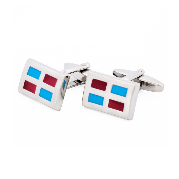 Red Blue Enamel Cufflinks