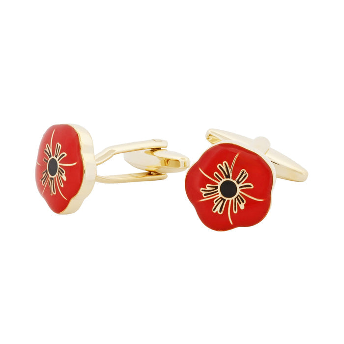 Red Poppy & Gold Plated Cufflinks