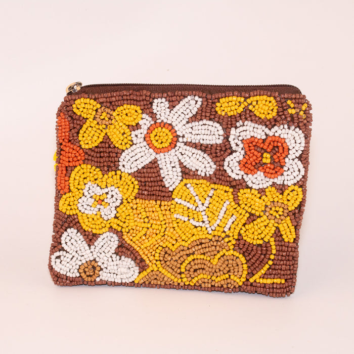 Retro Floral Beaded Purse - Small
