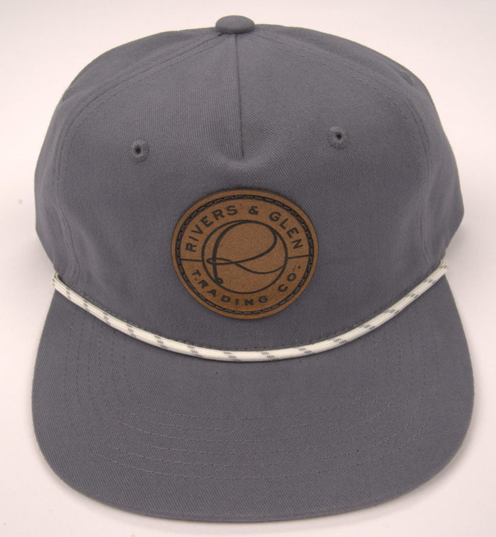 R&G Rope Hat Vintage Navy/White Leather Patch 256 Rivers & Glen Trading Co. Hats VintageNavy/White/LeatherPatch/256L Headwear Rivers and Glen Trading Co