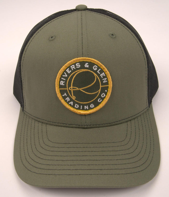 R&G Trucker Hat Loden/Black Green Patch 112 Rivers & Glen Trading Co. Hats Loden/Black/GreenPatch/112R Headwear Rivers and Glen Trading Co