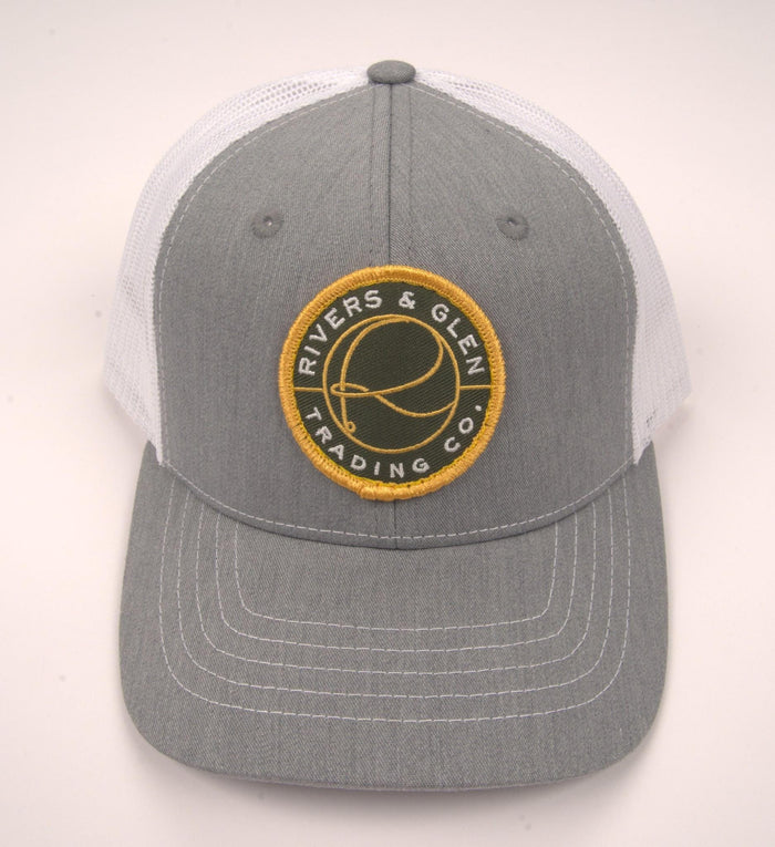 R&G Youth Trucker Hat Heather Grey/White Green Patch 112 Rivers & Glen Trading Co. Hats HeatherGrey/White/GreenPatch/112R Headwear Rivers and Glen Trading Co