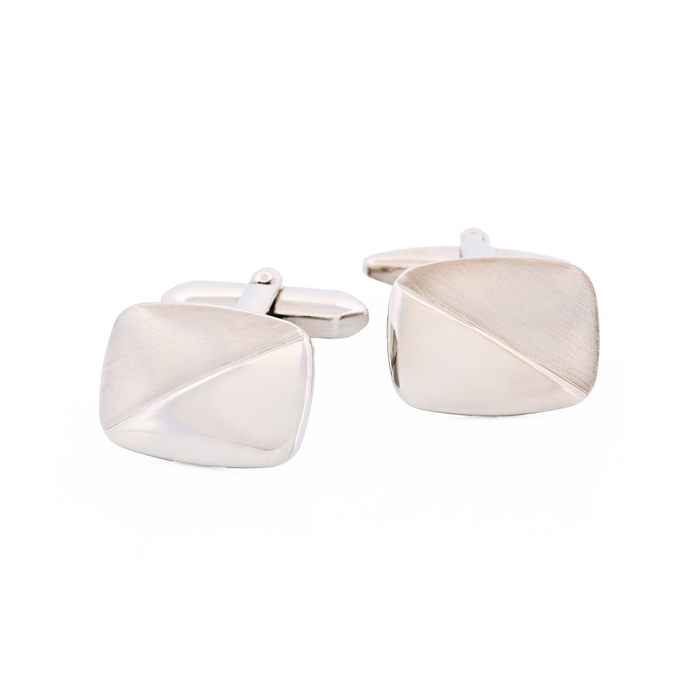 Rh Brush Rhodium Plated Cufflinks