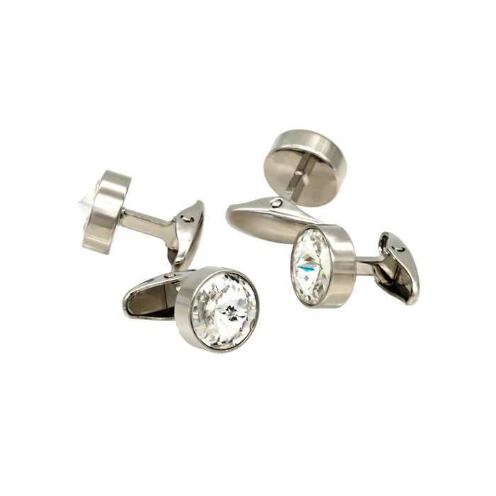 Rhodium and Crystal Shirt Studs (set of 4)