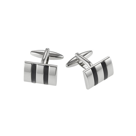 Rhodium Black Cat's Eye Cufflinks