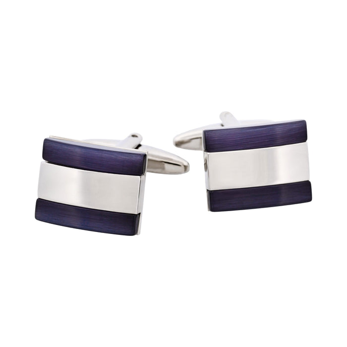 Rhodium & Black Cat's Eye Cufflinks