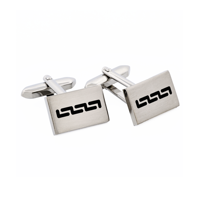 Rhodium Black Enamel Cufflinks