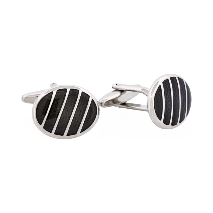 Rhodium & Black Resin Cufflinks