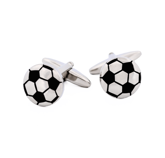 Rhodium & Black Soccer Ball Cufflinks