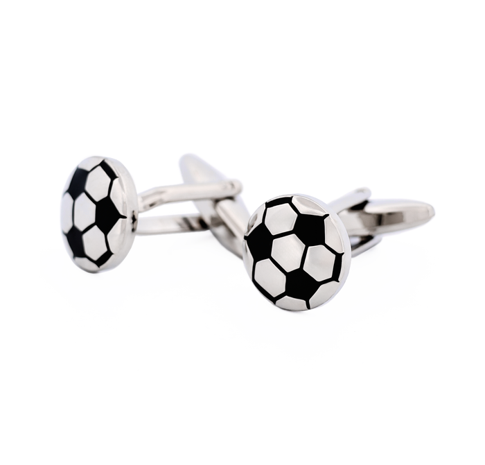 Rhodium & Black Soccer Ball Cufflinks