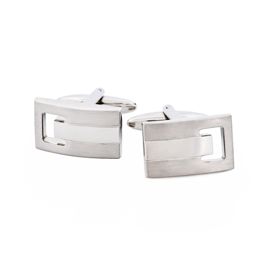 Rhodium Brush Rhodium Cufflinks