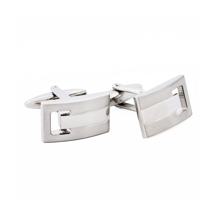 Rhodium Brush Rhodium Cufflinks