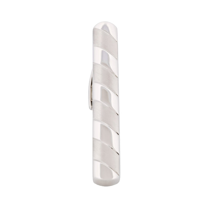 Rhodium & Brushed Striped Plated Tie Bar