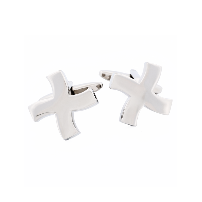 Rhodium Cross Cufflinks