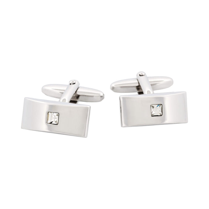 Rhodium Crystal Cufflinks