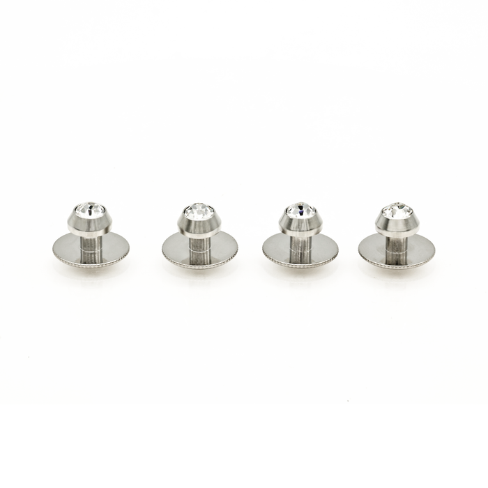 Rhodium Crystal Mushroom Shirt Studs (pack of4)