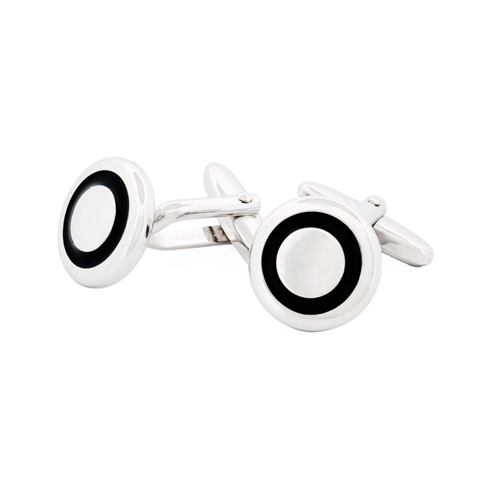 Rhodium Cufflinks Black Enemal