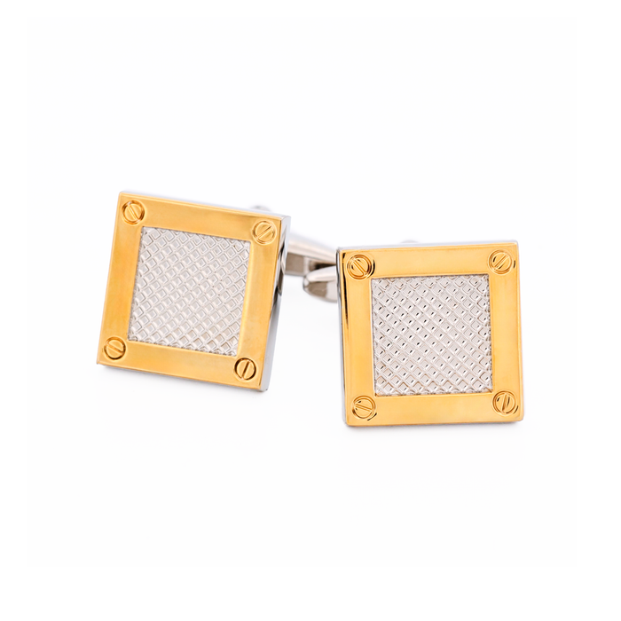 Rhodium & Gold Plated Mesh Square Cufflinks