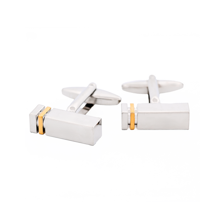 Rhodium & Gold Plated Rectangle Cufflinks