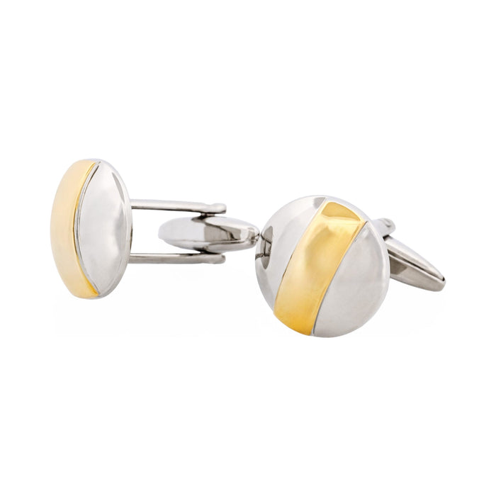 Rhodium & Gold Plated Round Cufflinks