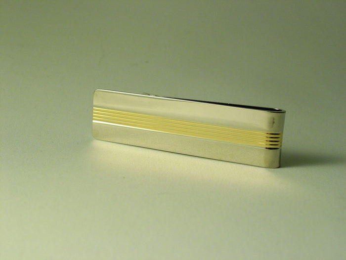 Rhodium & Gold Plated Striped Money Clip