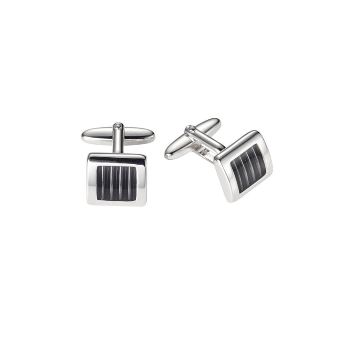 Rhodium & Grey Resin Cufflinks