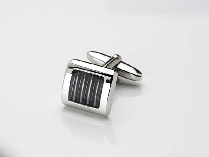 Rhodium & Grey Resin Cufflinks