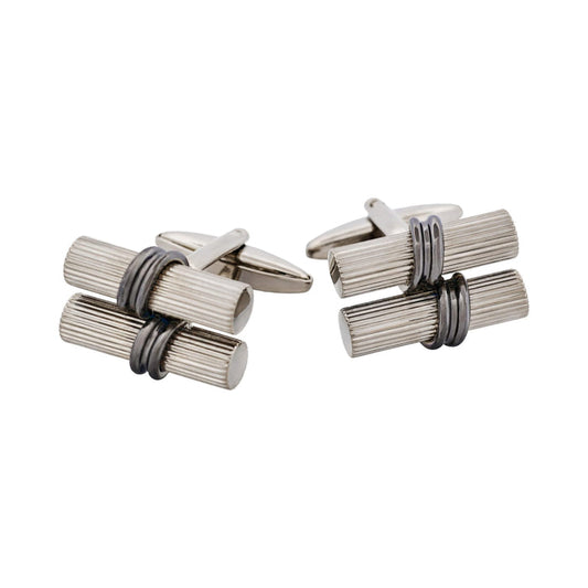 Rhodium & Gun Metal Plated Scroll Cufflinks