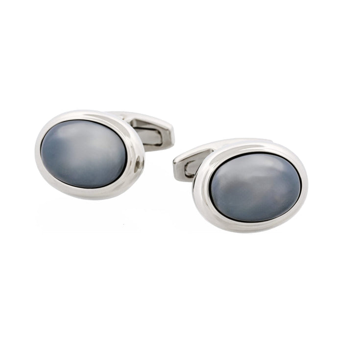 Rhodium & Hematite Oval Cufflinks
