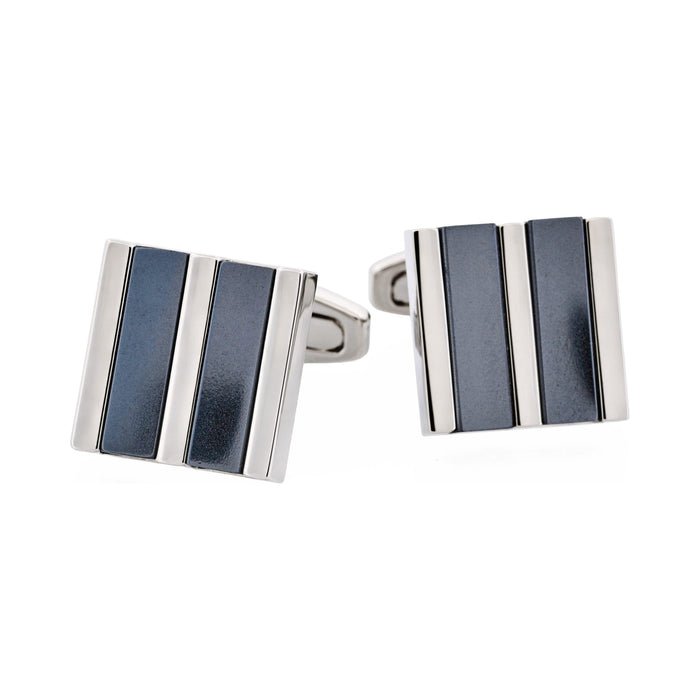 Rhodium & Hematite Striped Cufflinks