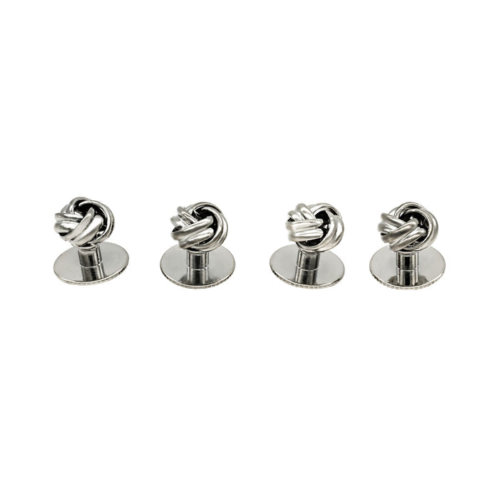 Rhodium Knot Screw Shirt Stud (set of 4)