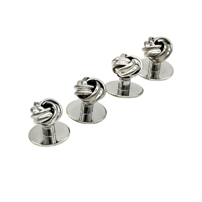 Rhodium Knot Screw Shirt Stud (set of 4)