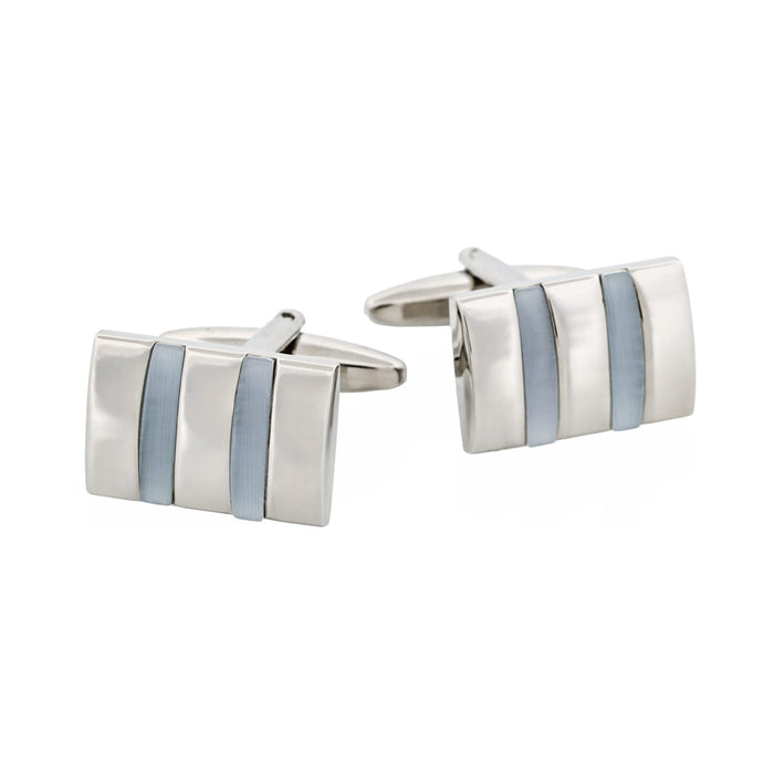 Rhodium & Light Grey Cat's Eye Cufflinks