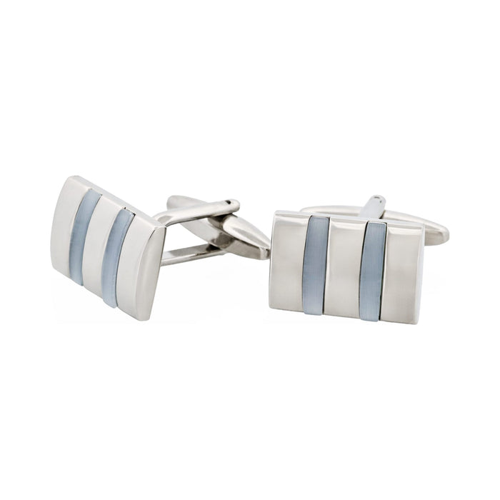 Rhodium & Light Grey Cat's Eye Cufflinks