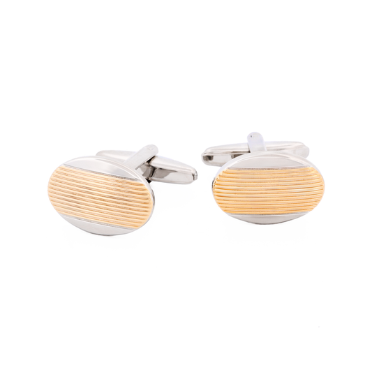 Rhodium & Matt Gold Striped Cufflinks