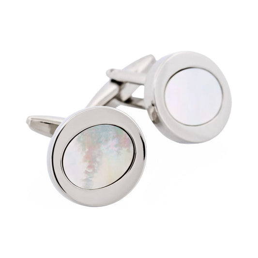 Rhodium & Mop Oval Cufflinks