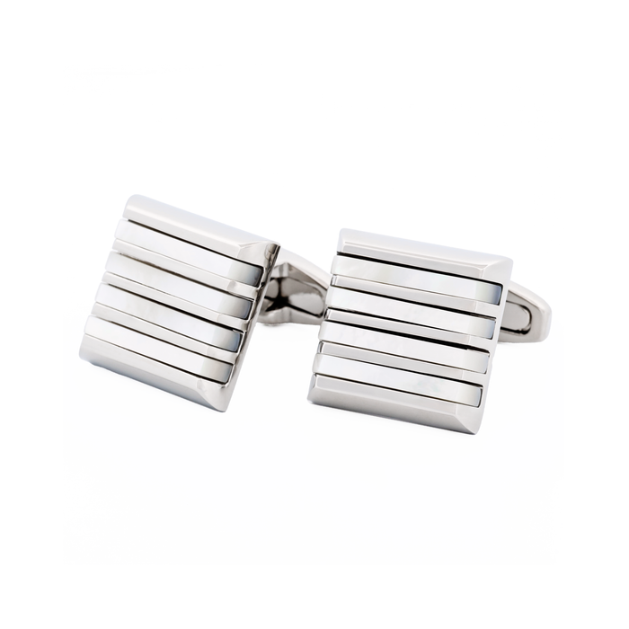 Rhodium Mother Of Pearl Cufflinks