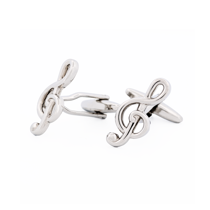 Rhodium Musical Clef Cufflinks